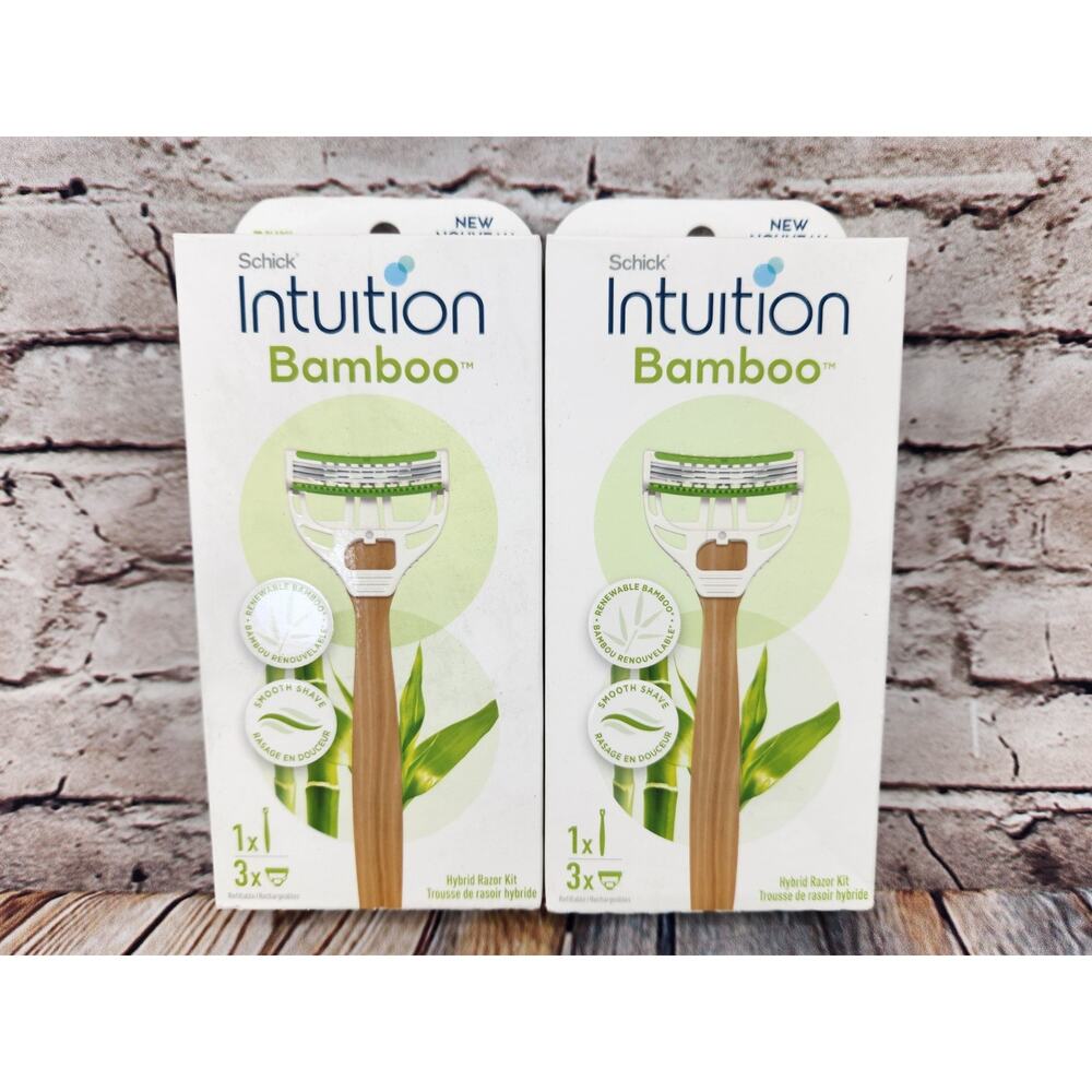 2× SCHICK Intuition Bamboo 3-Blade Hybrid Razor